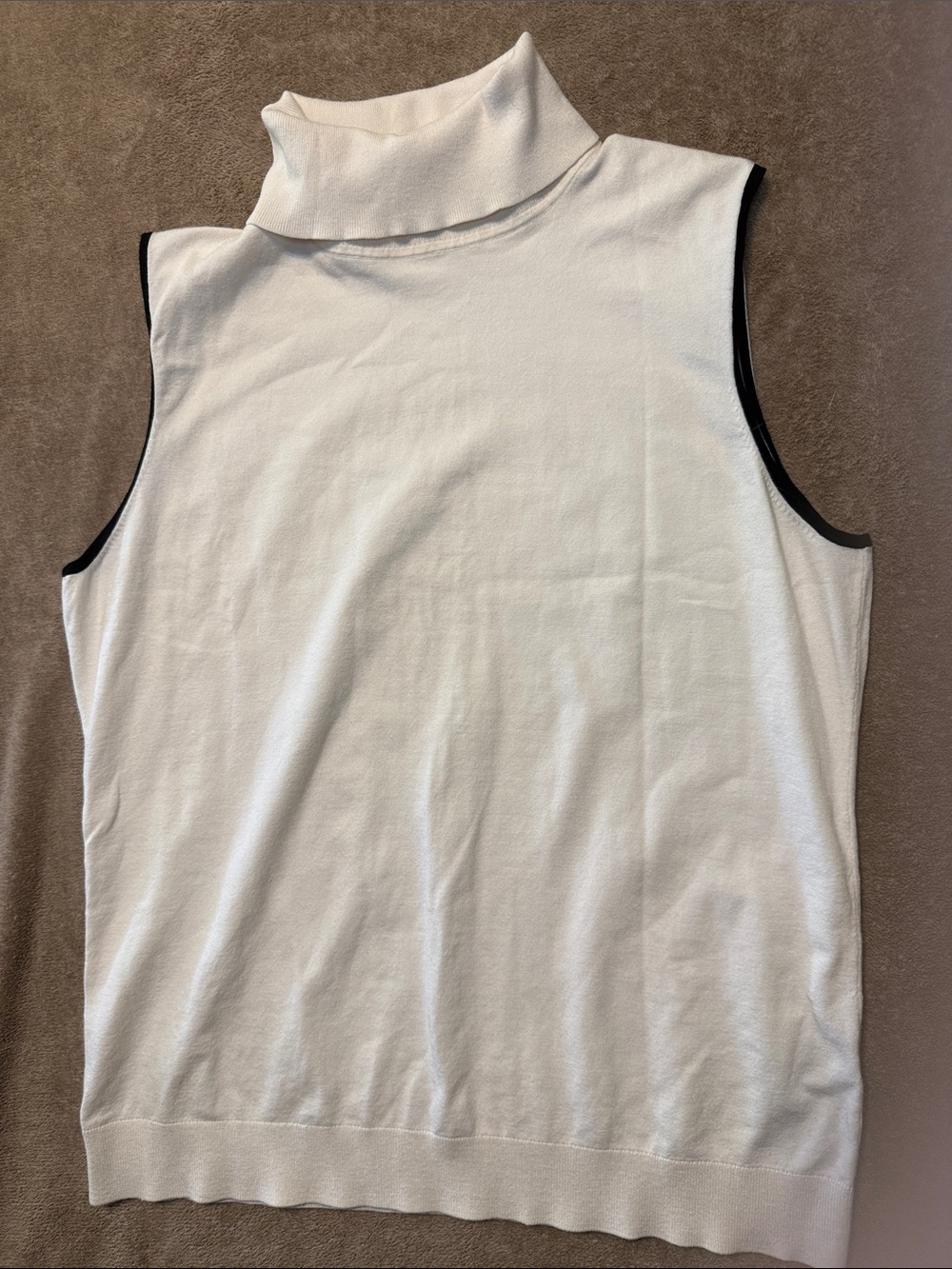 Talbots White Sleeveless Turtleneck with Black Trim